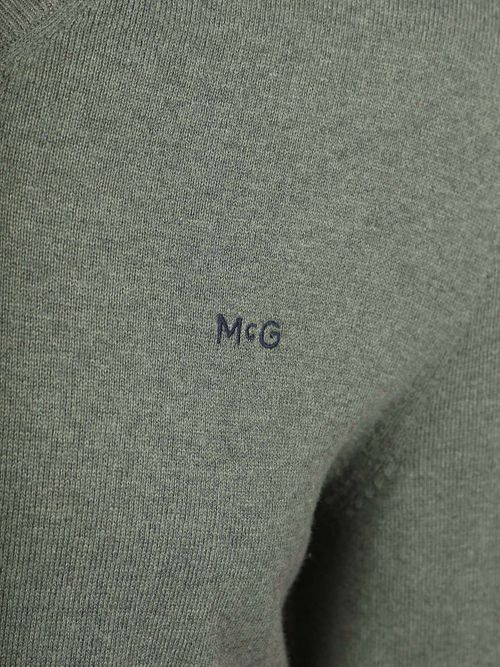 Sweter McGregor z wełną merynosów, z dekoltem w serek, w kolorze zieleni szałwiowej Product / Detail