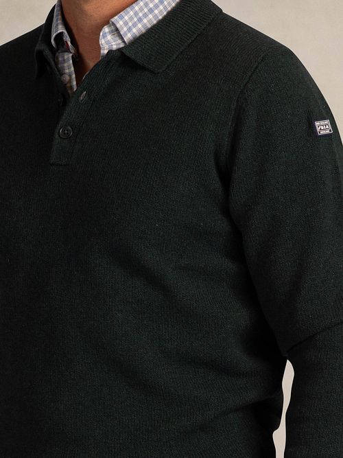 Dzianinowa koszulka polo NZA z długim rękawem w kolorze czerwonym Model / Detail