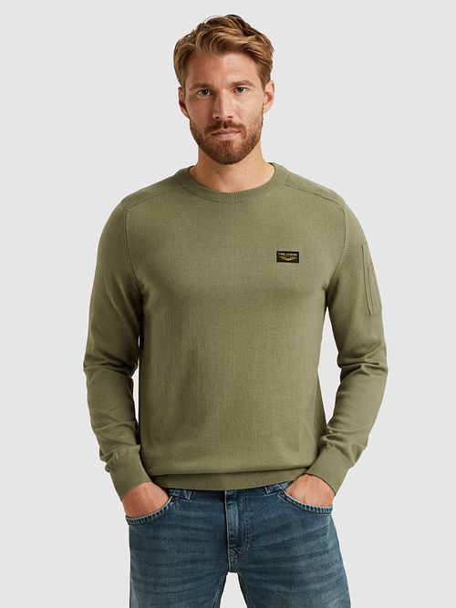 Sweter PME Legend American Classic w kolorze oliwkowej zieleni Model / Zijkant