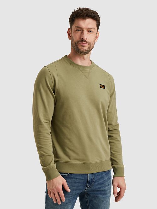 PME Legend American Classic Sweter w kolorze oliwkowej zieleni Model / Zijkant