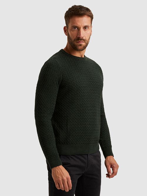 Sweter PME Legend Mouliné Structure w kolorze ciemnozielonym Model / Zijkant