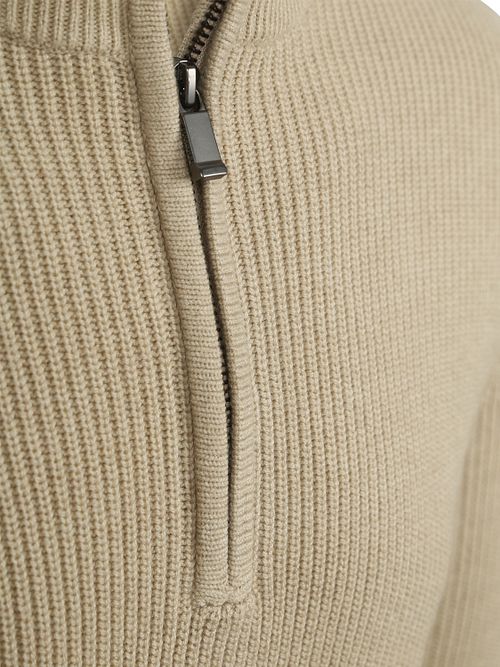 Sweter Suitable Half Zip z naszywką, ecru Product / Detail