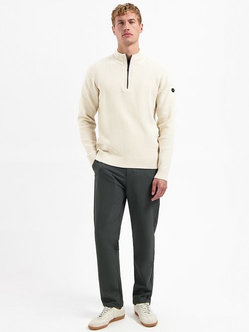 Sweter No Excess z półzamkiem, prążkowany, w kolorze kit Model / Voorkant