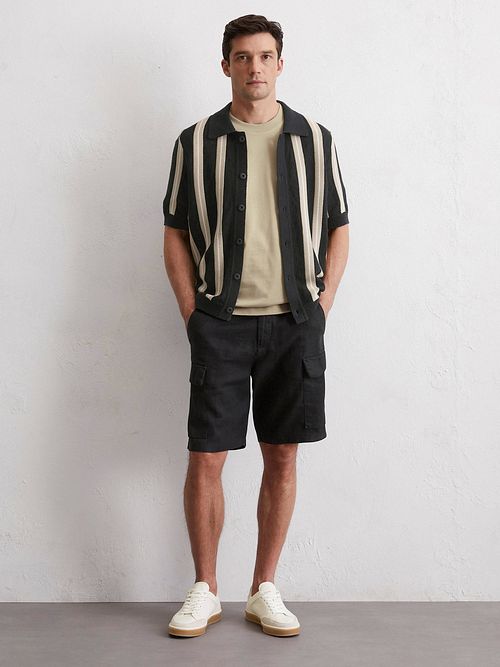 Marc O'Polo Knitted Crochet Overhemd Short Sleeves Zwart Model / Voorkant