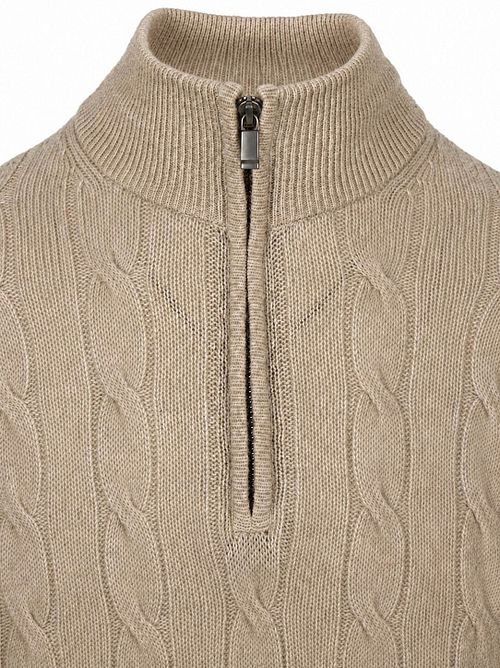Steppin' Out Lau Pull Merino Half Zip Cable Beige Product / Detail