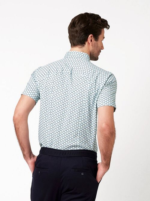 Camicia Desoto slim fit a maniche corte con stampa blu Model / Achterkant