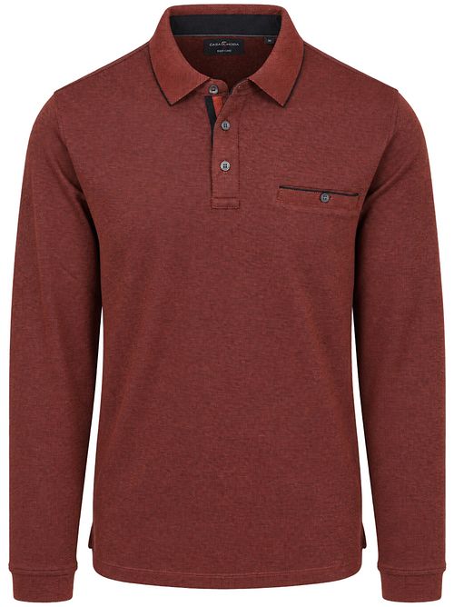 CASAMODA Longsleeve Polo Structure Brique