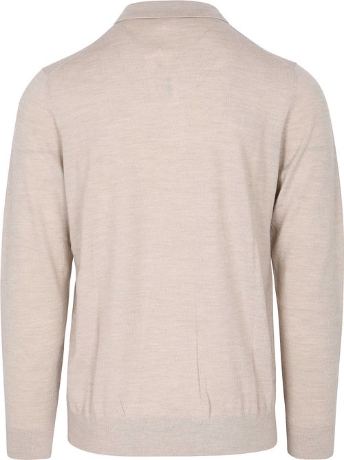 Profuomo Longsleeve Polo Shirt Merino Wool Beige