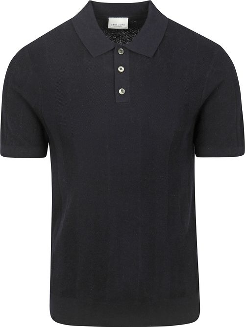 Profuomo Polo Linen Blend Herringbone Marine Product