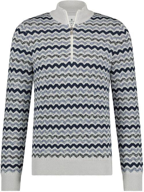 State Of Art Cardigan Demi-Zip Bleu Gris Impression Product