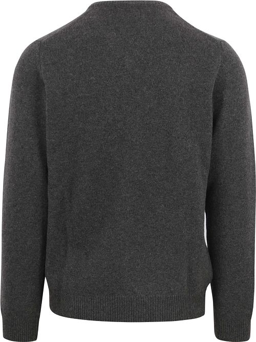Suitable Sweter z wełny jagnięcej z dekoltem w serek antracytowy Product / Achterkant