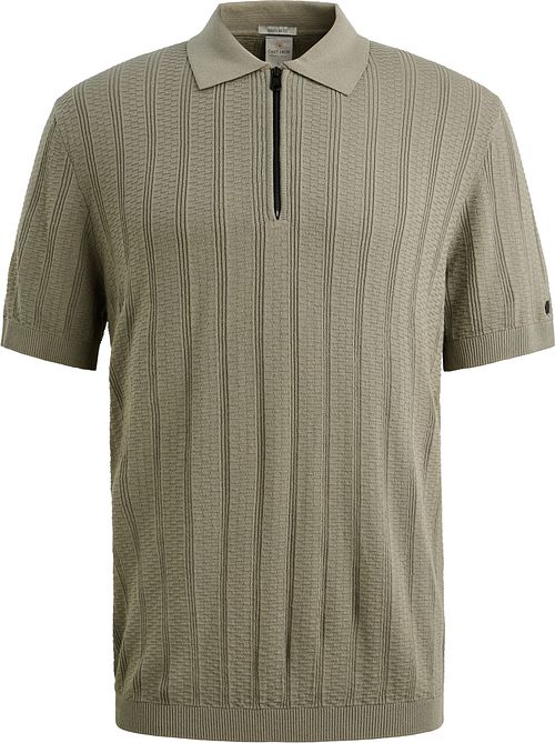 Koszulka polo Cast Iron z zamkiem half zip w kolorze zielonym Product