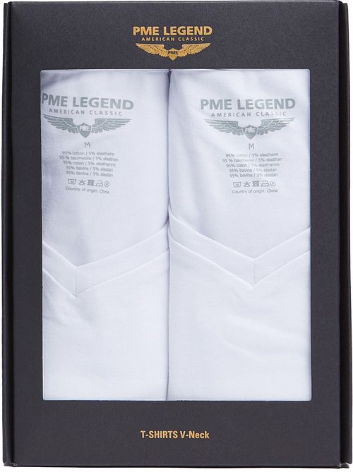 PME Legend Basis T-shirt 2-pakke V-hals Hvid Verpakking