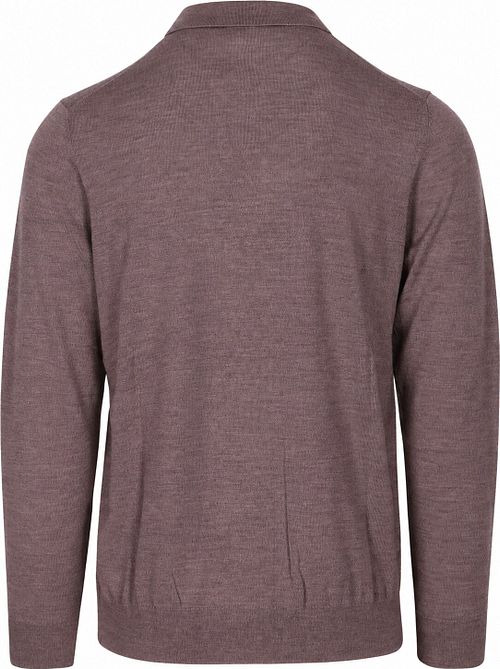 Profuomo Longsleeve Poloshirt Merinowolle Aubergine