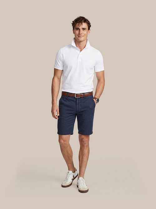 Steppin' Out Milwau Pantalones Cortos Lino Navy Model / Voorkant