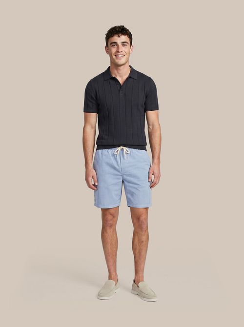 Pantalones cortos Suitable Detroit Cord slim fit de pana azul Model / Voorkant