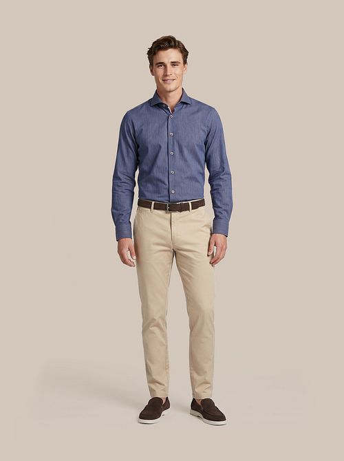 Camicia Suitable Herringbone Navy Model / Voorkant