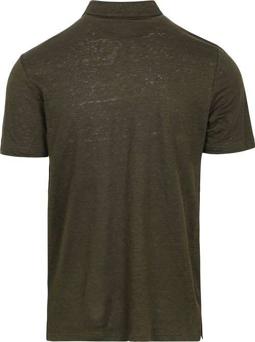 KnowledgeCotton Apparel Poloshirt Leinen Dunkelgrün Product / Achterkant