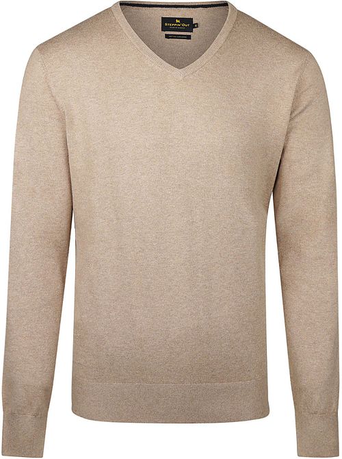 Steppin' Out Trøje i Cashmere med V-hals i Khaki Product