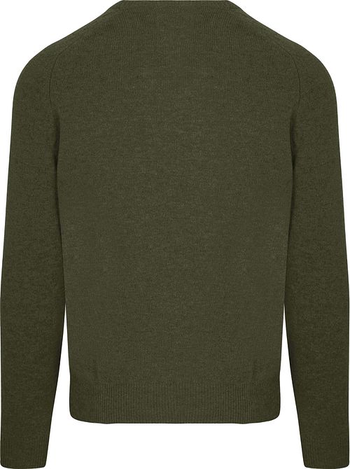 Steppin' Out Trui V-hals Lamswol Olijfgroen Product / Achterkant