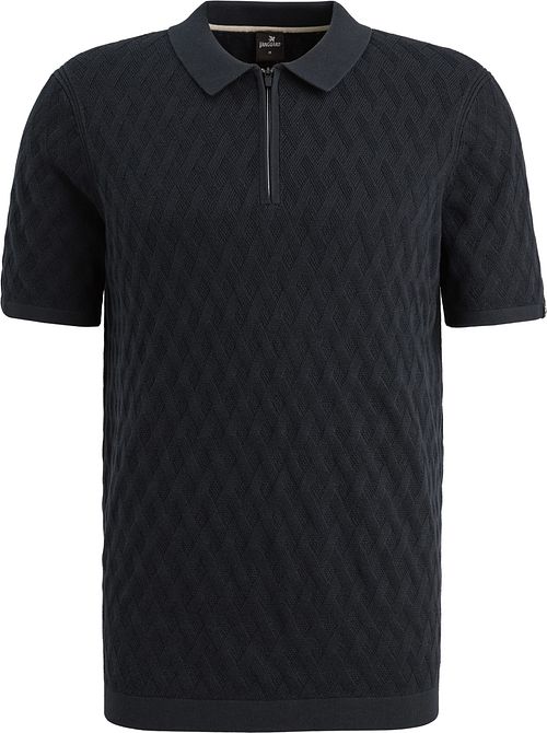 Vanguard Knitted Polo Shirt Half-Zip Navy