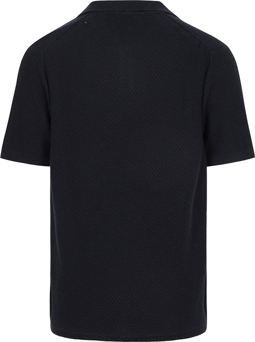 Knowledge Cotton Apparel Stickad Polo Marinblå Product / Achterkant