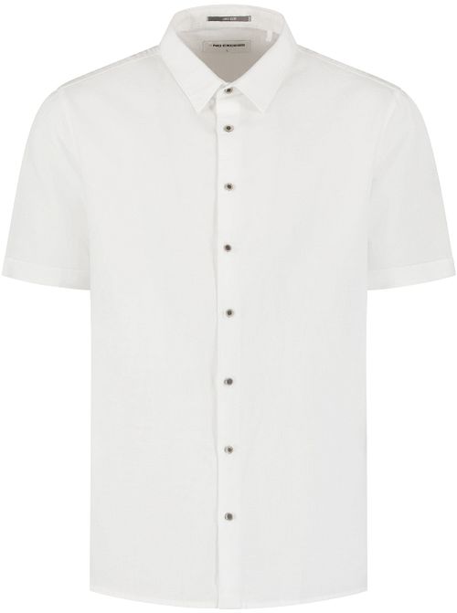 No Excess camicia a maniche corte in misto lino bianca Product