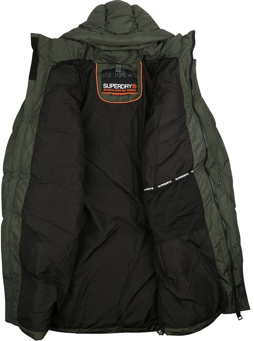 Piumino lungo con cappuccio Superdry verde muschio Product
