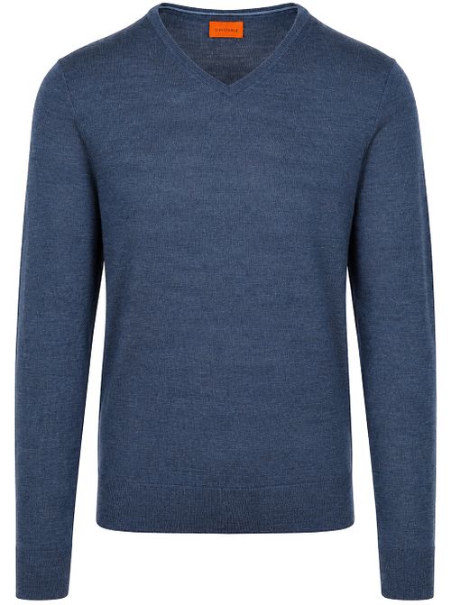 Suitable Merino Pullover V-Neck Denim Blå Product