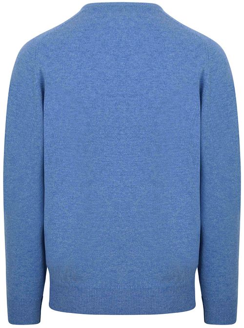 William Lockie sweter z dekoltem w serek z wełny jagnięcej w kolorze Jeans Melange Product / Achterkant