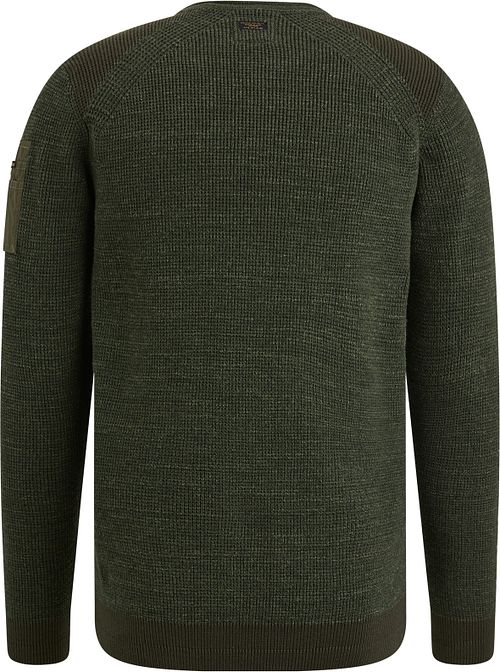 PME Legend Maglione a coste mélange verde scuro Product / Achterkant