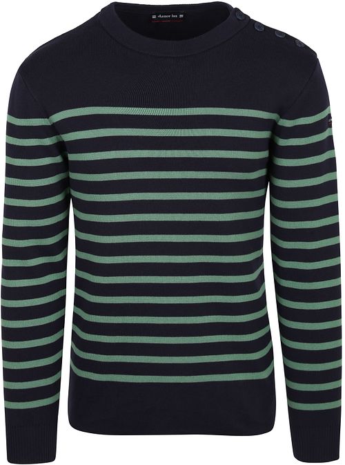 Armor-Lux Groix Trui Strepen Navy Groen Product