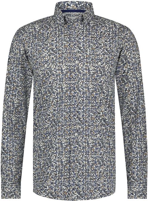 State Of Art Overhemd Poplin Print Blauw Rood Product
