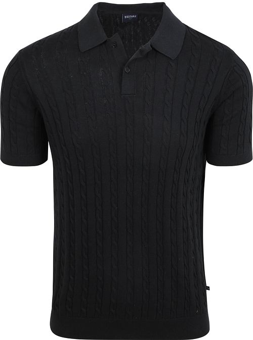 Suitable Respect Knit Cable Polo Navy Product