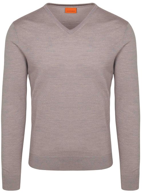 Suitable sweter z wełny merino z dekoltem w serek, greige Product