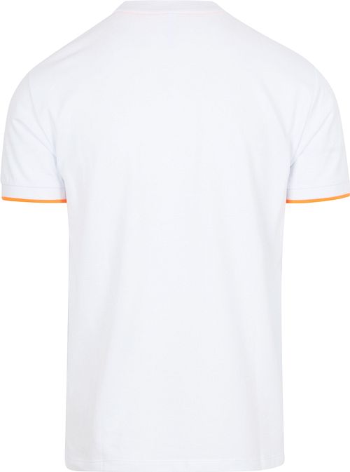 Sun68 T-Shirt piqué Fluo Stripe Blanco Product / Achterkant