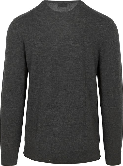 Profuomo Pullover V-Hals Merinowol Antraciet Product / Achterkant