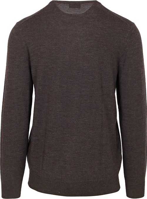 Profuomo Pullover V-Neck Merino Wool Dark Brown Product / Achterkant