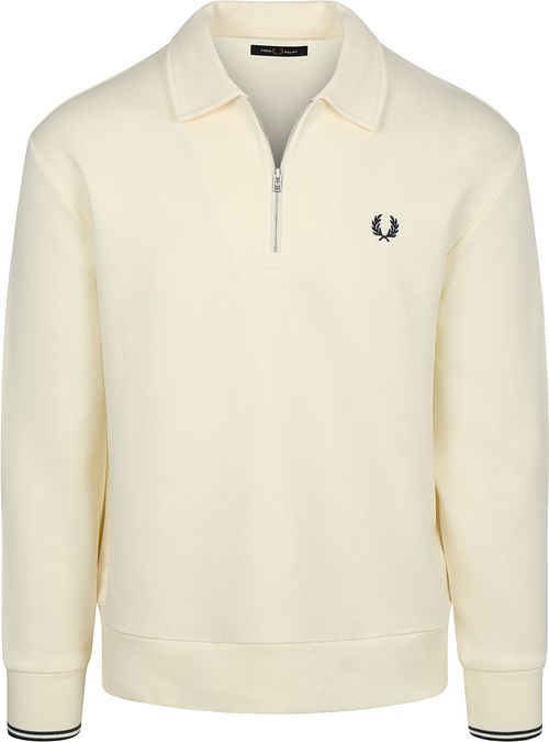 Fred Perry Longsleeve Half Zip Poloshirt Ecru
