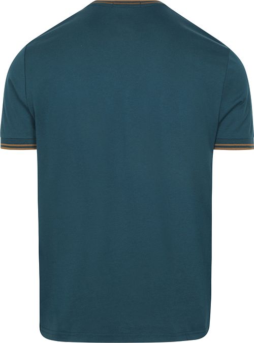 Fred Perry Two Stripe T-shirt i Petrol Product / Achterkant