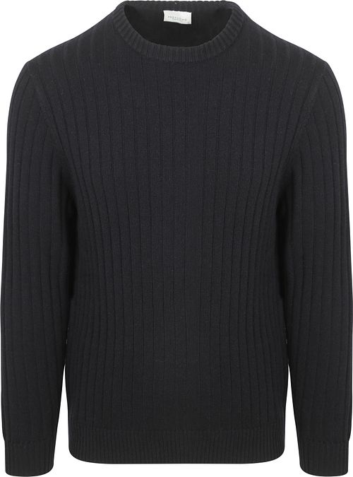 Jersey Profuomo de canalé en mezcla de lana, azul marino Product