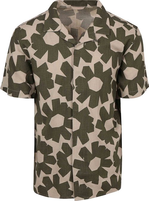 Koszula KnowledgeCotton Apparel z krótkim rękawem z domieszką lnu w kolorze oliwkowym Product