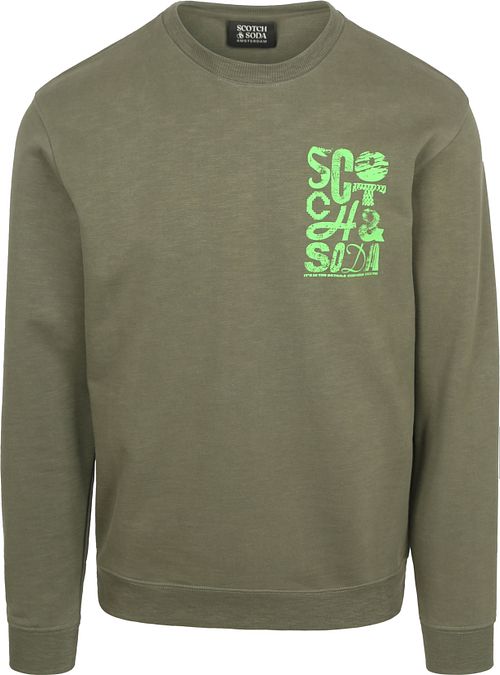 Sweter Scotch and Soda z logo w oliwkowej zieleni Product