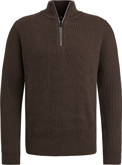 Vanguard sweter z półgolfem (Half Zip), struktura, mieszanka wełny, brązowy Product