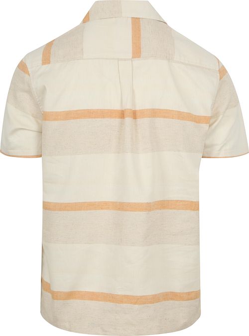 Anerkjendt Kortærmet Skjorte Leo i Linned Striber i Ecru Product / Achterkant