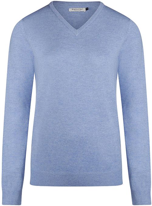 Steppin' Out Dam V-ringad Tröja Merinoull Mellanblå Product