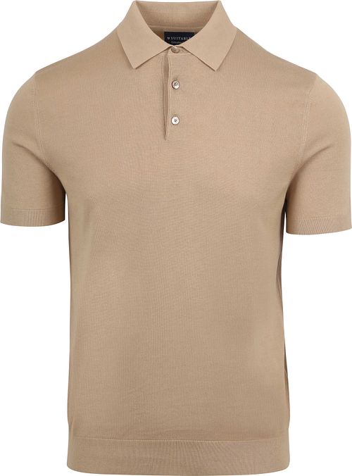 Suitable Knitted Poloshirt Beige Product