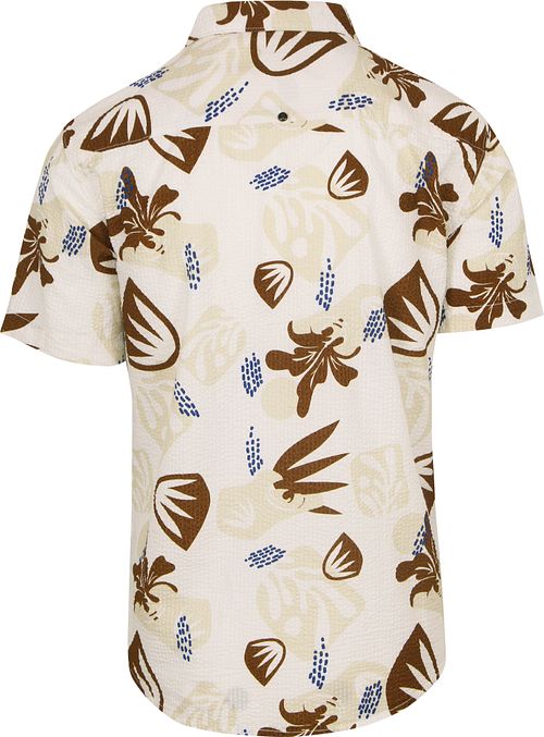 Camicia No Excess a maniche corte in seersucker beige Product / Achterkant