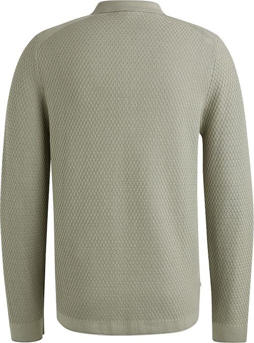 Cast Iron Long Sleeve Half Zip Poloshirt o fakturze, jasna zieleń Product / Achterkant