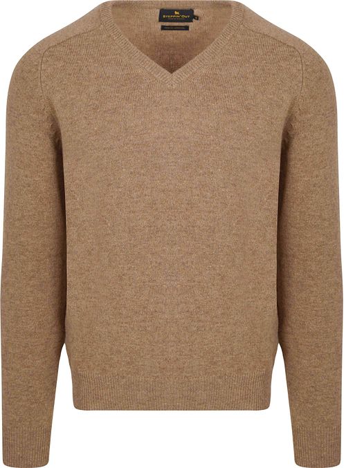 Maglione Steppin' Out con scollo a V in lana d’agnello cammello Product